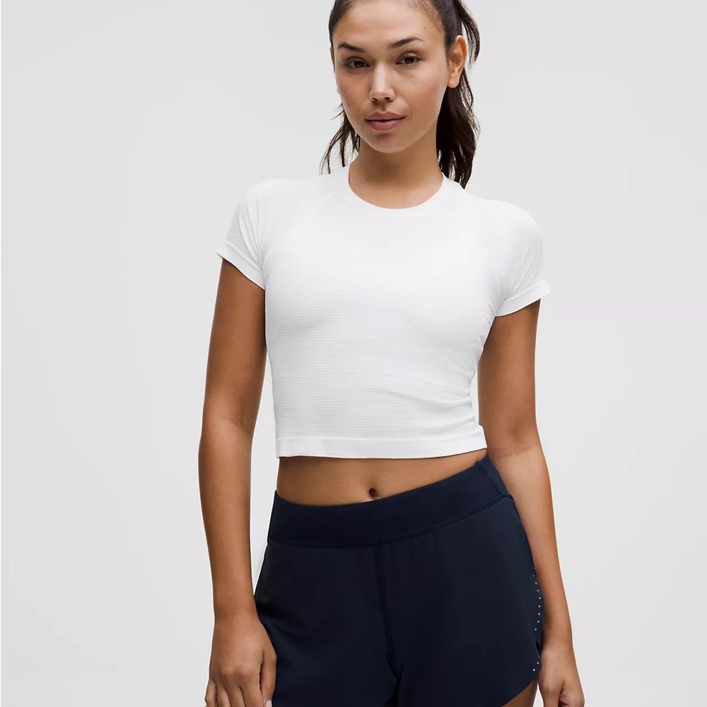 Lululemon Athletica White Swiftly Tech Cropped Short-Sleeve Shirt 2.0 - Picture 1 of 1